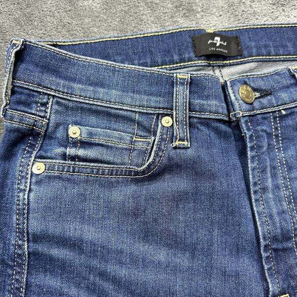 7 For All Mankind Jeans Womens 28 High Waist Cropped Straight Destroyed Hem - Picture 3 of 14